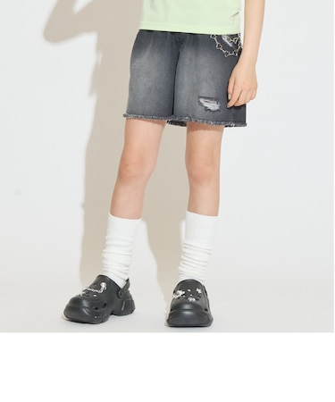 【チェーンベルトつき】デニムショートパンツ