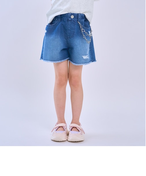 【チェーンベルトつき】デニムショートパンツ