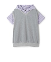 シャツレイヤード パーカーワンピース