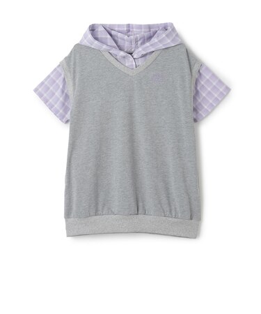 シャツレイヤード パーカーワンピース