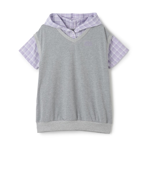 シャツレイヤード パーカーワンピース