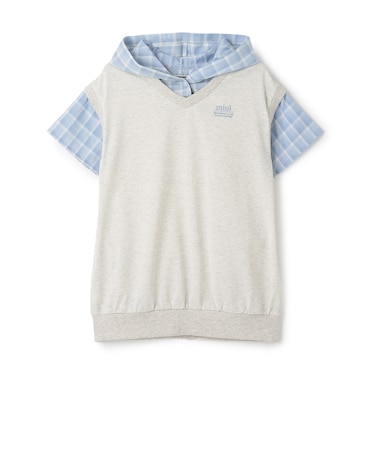 シャツレイヤード パーカーワンピース