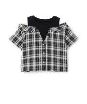 肩あきレイヤード半袖シャツ