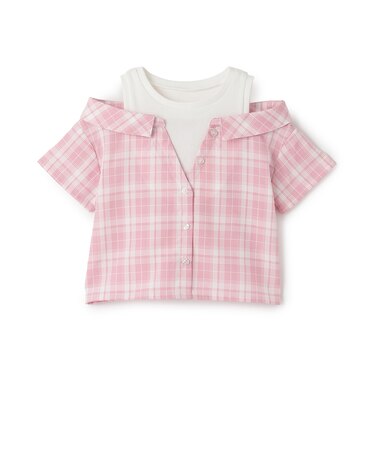 肩あきレイヤード半袖シャツ