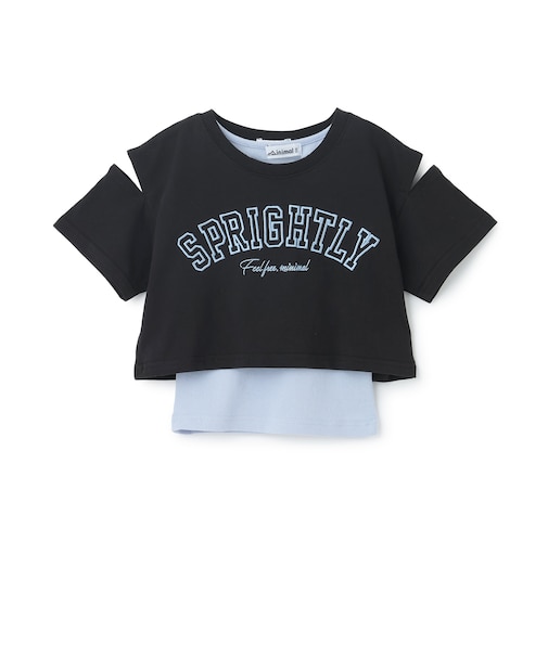 【インナーつき】肩あきクロップド半袖Tシャツ