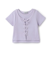 【吸水速乾】【サラサラプラス】テレコレースアップ半袖Tシャツ