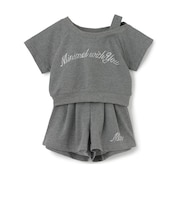 ラインストーン ロゴワンショルTシャツセットアップ