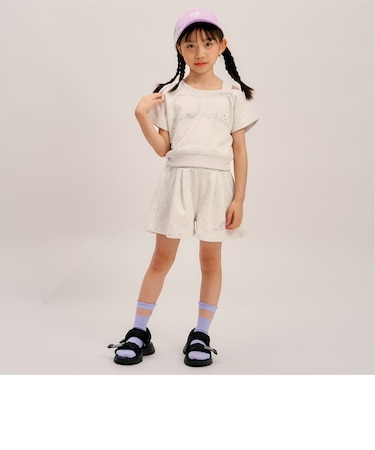 ラインストーン ロゴワンショルTシャツセットアップ