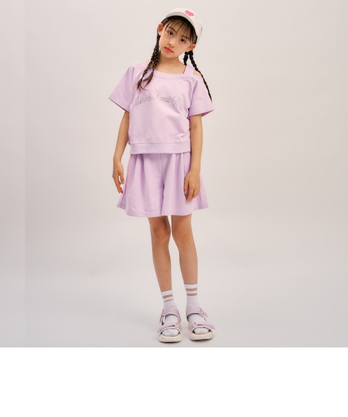 ラインストーン ロゴワンショルTシャツセットアップ