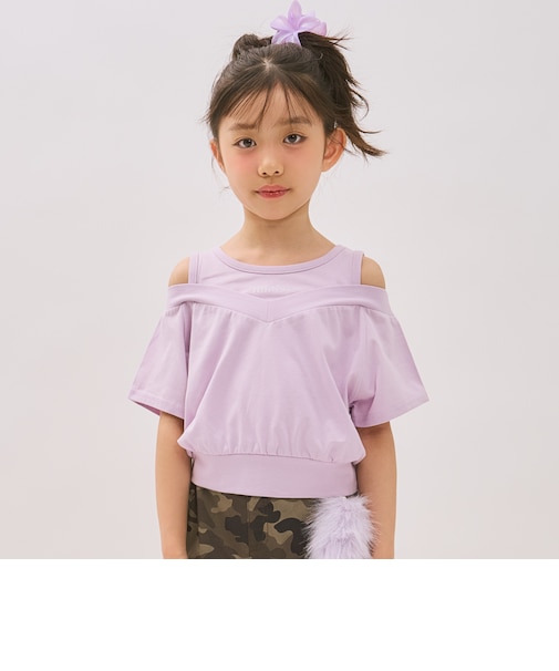肩あきレイヤード半袖Tシャツ