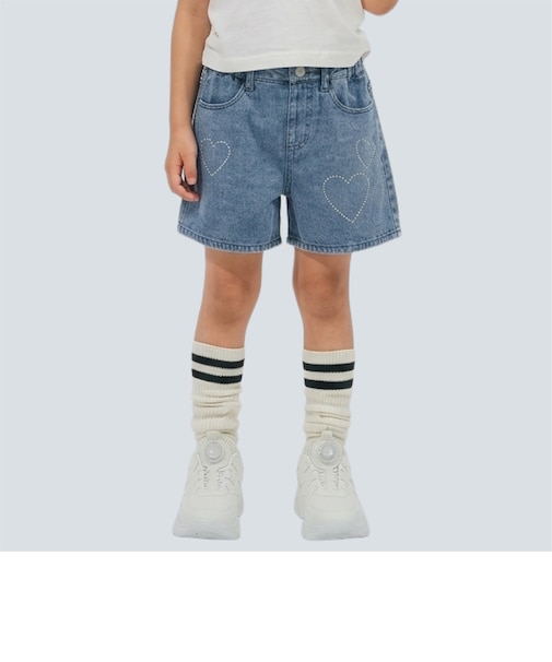 ラインストーンデニムショートパンツ