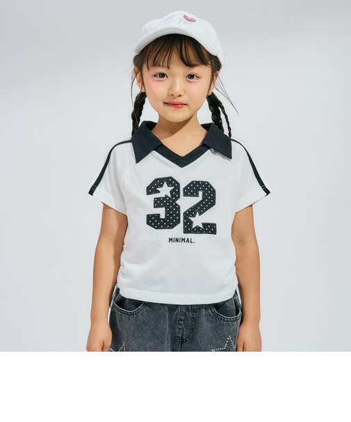 ナンバー衿つき半袖Tシャツ