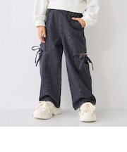 デニムスリットワイドパンツ