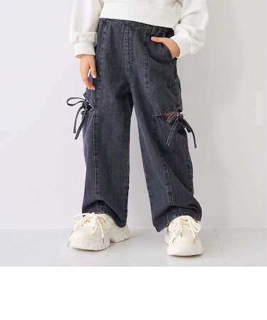デニムスリットワイドパンツ