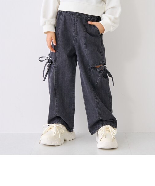 デニムスリットワイドパンツ