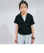 テレコフェイクレイヤード半袖パーカー