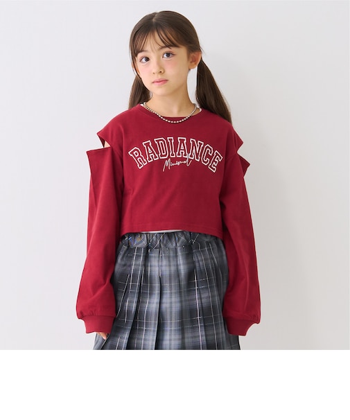 【インナーつき】クロップド肩開き長袖Tシャツセット
