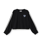 【防汚加工】クロップドバックハート袖ライン長袖Tシャツ
