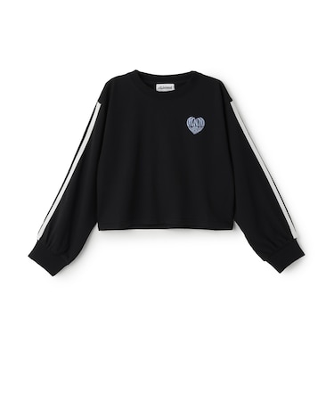 【防汚加工】クロップドバックハート袖ライン長袖Tシャツ
