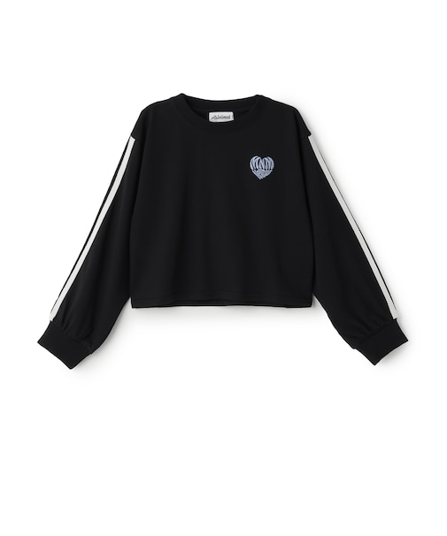 【防汚加工】クロップドバックハート袖ライン長袖Tシャツ