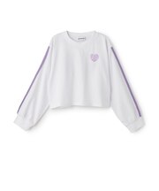 【防汚加工】クロップドバックハート袖ライン長袖Tシャツ