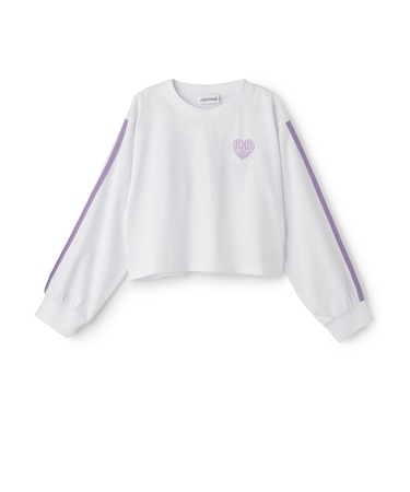 【防汚加工】クロップドバックハート袖ライン長袖Tシャツ