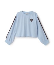 【防汚加工】クロップドバックハート袖ライン長袖Tシャツ