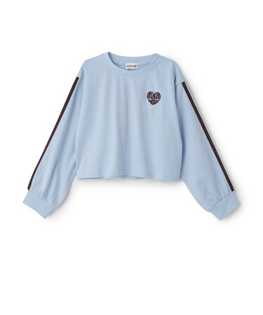 【防汚加工】クロップドバックハート袖ライン長袖Tシャツ