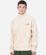 CARHARTT WIP(カーハートダブリューアイピー)HALF ZIP AMERICAN SCRIPT SWEATSHIRT ハーフジップアメリカンスクリプトスウェットシャツ 裏起毛 ハーフジップトレーナー スウェット I027014 ユニセックス ムラサキスポーツ