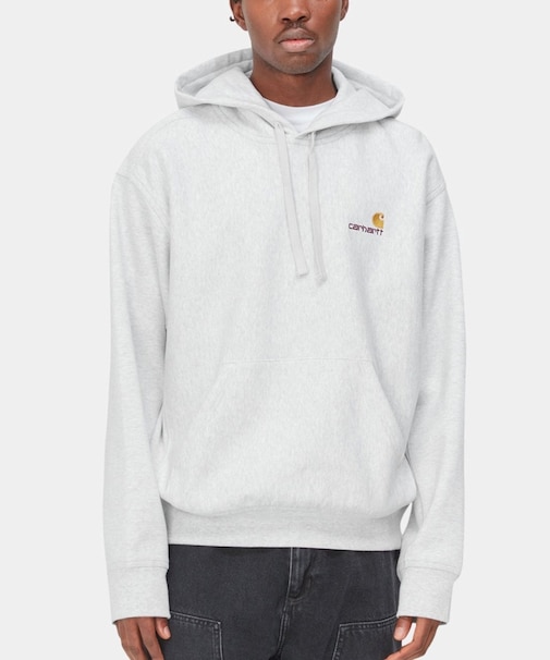 Carhartt WIP/I028279 HOODED AMERICANSCRIPT SWEATSHIRT 刺繍 長袖 無地 裏起毛 スウェットパーカー ルーズフィット カーハートダブリューアイピー メンズ ムラサキスポーツ