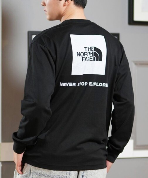 THE NORTH FACE(ザ・ノースフェイス)長袖Tシャツ NT32442 L/S Back Square Logo Tee ロンT レギュラーシルエット/ユニセックス メンズ ムラサキスポーツ