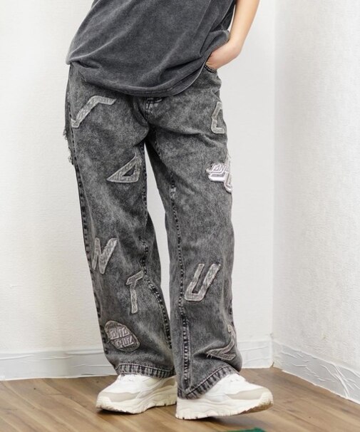 【限定】SANTACRUZ/ワッペンデニム オーバーサイズ ロング パンツ 502241533 サンタクルーズ レディース ムラサキスポーツ限定