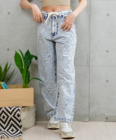 【限定】SANTACRUZ/ワッペンデニム オーバーサイズ ロング パンツ 502241533 サンタクルーズ レディース ムラサキスポーツ限定