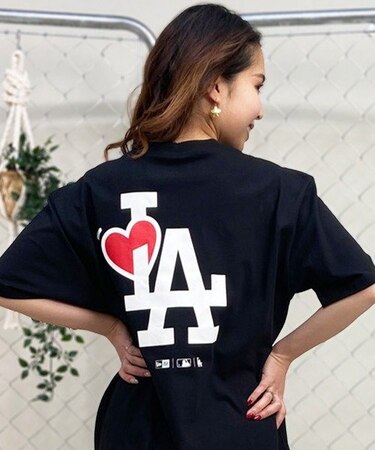 【ムラサキスポーツ限定】NEW ERA(ニューエラ)半袖Tシャツ/バックプリント/MLB/ロサンゼルス・ドジャース/LA ロゴ/14334742/レディース/ムラサキスポーツ LL