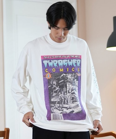 【ムラサキスポーツ限定】THRASHER(スラッシャー)ロンT/長袖Tシャツ/ピグメント加工/ビックシルエット/243TH1LT013/ユニセックス/メンズ/ムラサキスポーツ