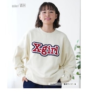 【ムラサキスポーツ限定】X-GIRL(エックスガール)トレーナー クルーネックスウェット フロント ロゴ サガラ刺繍 裏毛/105243012026/レディース/ムラサキスポーツ