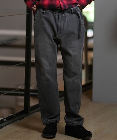 【限定】DEAR LAUREL(ディアローレル)ウェビングベルトパンツ ストレッチデニム ロングパンツ 無地 シンプル D24F3105 ユニセックス メンズ ムラサキスポーツ限定