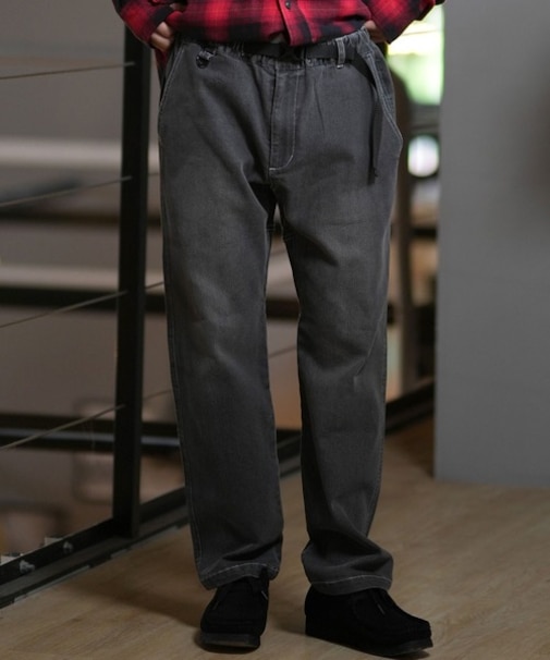 【限定】DEAR LAUREL(ディアローレル)ウェビングベルトパンツ ストレッチデニム ロングパンツ 無地 シンプル D24F3105 ユニセックス メンズ ムラサキスポーツ限定