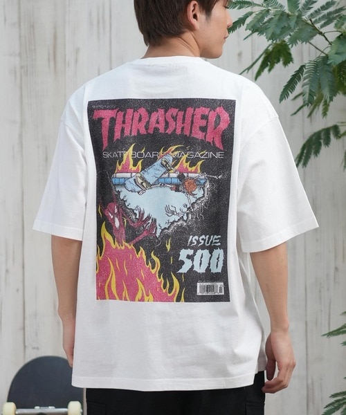Von Dutch☆バックロゴプリント オーバーサイズ 半袖Tシャツ ムラサキスポーツ限定】THRASHER スラッシャー 半袖Tシャツ