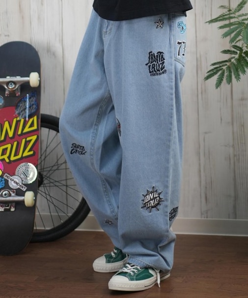 【限定】SANTACRUZ/ロングパンツ デニム ロンパン パッチジーンズ 502251501 サンタクルーズ メンズ ムラサキスポーツ限定