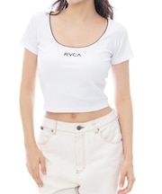 RVCA(ルーカ)半袖Tシャツ スリムフィット クロップド丈 2WAY リブ素材 BF043-210 BF043210/レディース ムラサキスポーツ