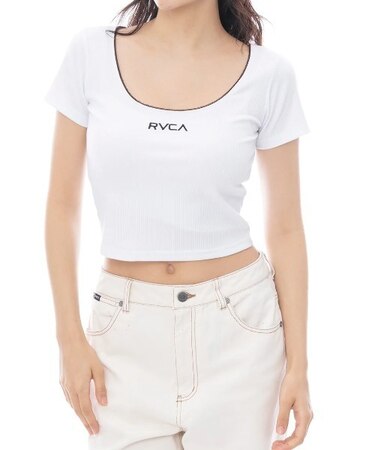 RVCA(ルーカ)半袖Tシャツ スリムフィット クロップド丈 2WAY リブ素材 BF043-210 BF043210/レディース ムラサキスポーツ