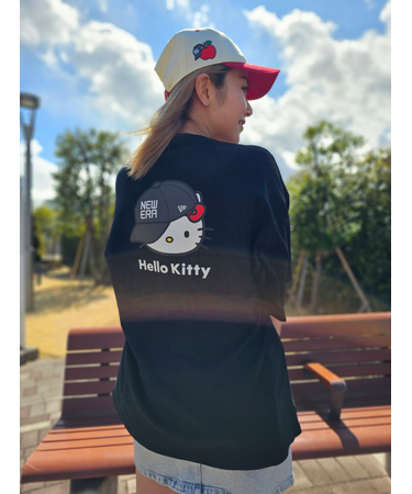 NEW ERA×HELLO KITTY(ニューエラ×ハローキティ)半袖 Tシャツ オーバーサイズド コットン Tシャツ キャップ ブラック 14348710/レディース ムラサキスポーツ