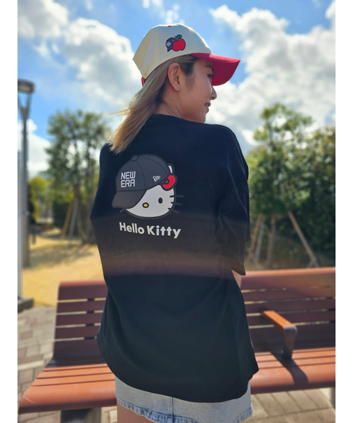 NEW ERA×HELLO KITTY(ニューエラ×ハローキティ)半袖 Tシャツ オーバーサイズド コットン Tシャツ キャップ ブラック 14348710/レディース ムラサキスポーツ