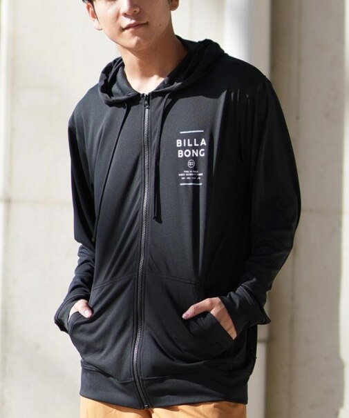 BILLABONG(ビラボン)ラッシュガード 長袖 ジップアップパーカー バックプリント UVケア RASH ZIP HOOD BF011-855 BF011855/ユニセックス メンズ ムラサキスポーツ