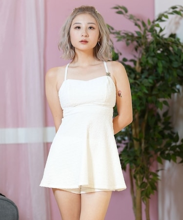 GYDA(ジェイダ)水着 ビキニ ジャガード素材 バックリボンAラインワンピース水着 404120/レディース ムラサキスポーツ