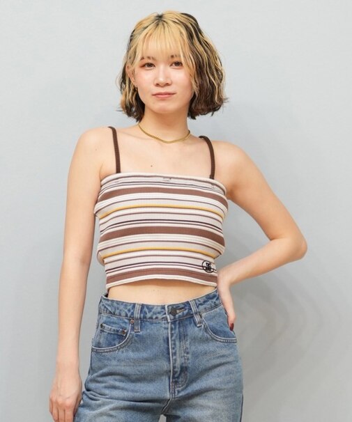 DC(ディーシー)キャミソール タンクトップ リブ素材 クロップド丈 ショート丈 ロゴ セットアップ対応 LSL252308/レディース ムラサキスポーツ