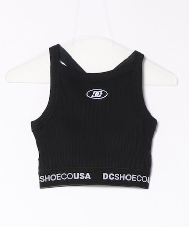 DC(ディーシー)タンクトップ リブ素材 クロップド丈 ショート丈 ロゴ パッド付 セットアップ対応 LSL252310/レディース ムラサキスポーツ
