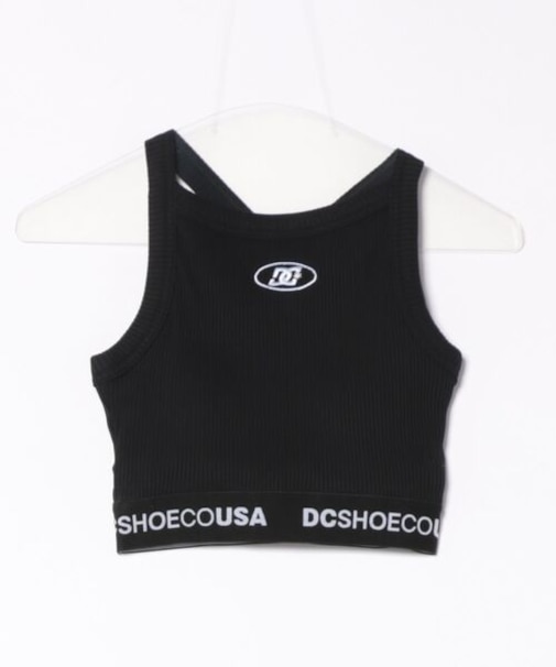 DC(ディーシー)タンクトップ リブ素材 クロップド丈 ショート丈 ロゴ パッド付 セットアップ対応 LSL252310/レディース ムラサキスポーツ