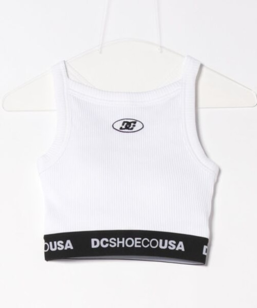 DC(ディーシー)タンクトップ リブ素材 クロップド丈 ショート丈 ロゴ パッド付 セットアップ対応 LSL252310/レディース ムラサキスポーツ